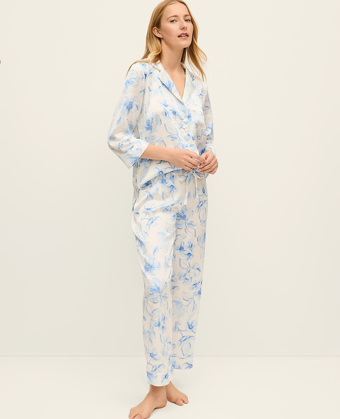 Floral Satin Pajama Set | Vinci Leather