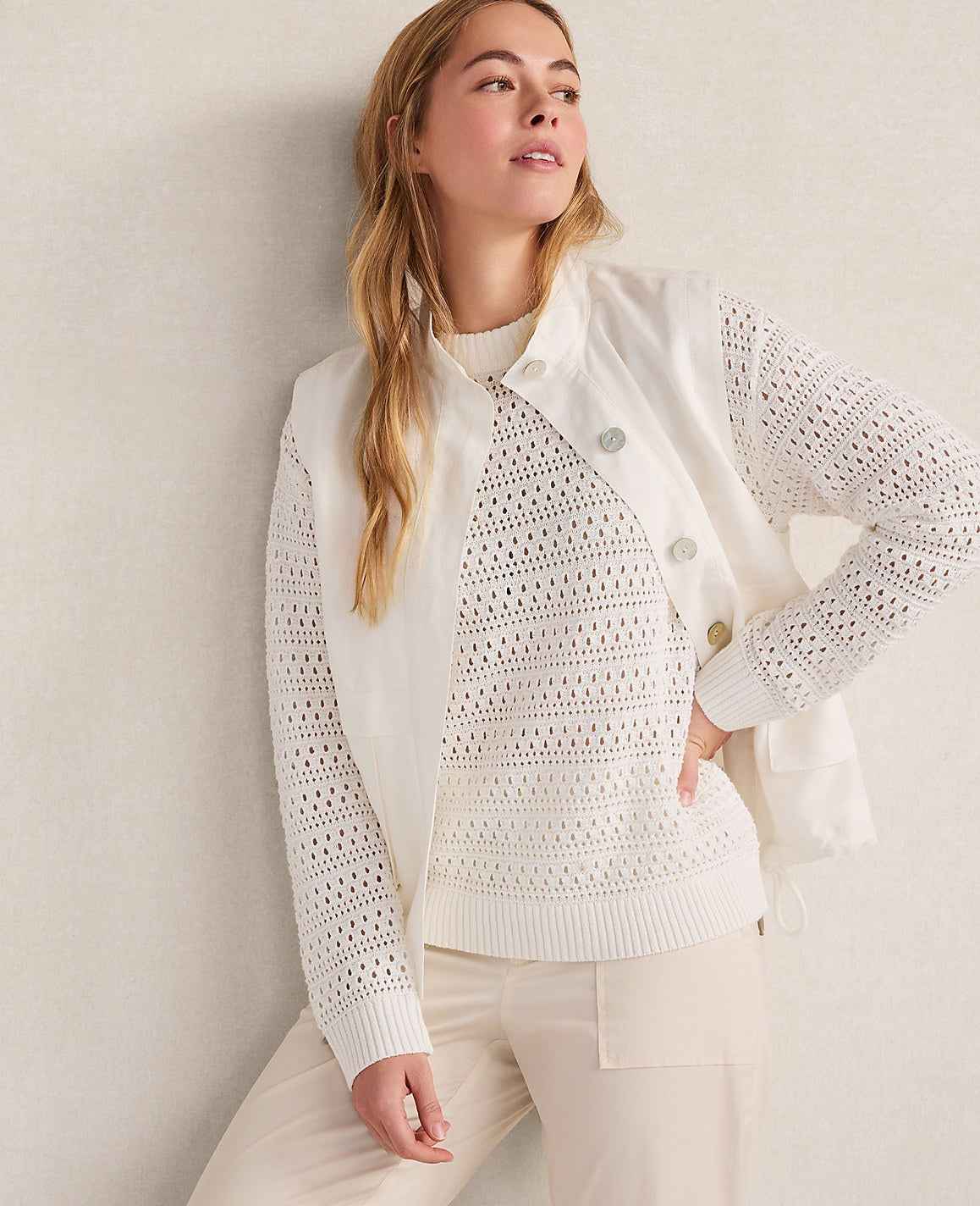 Haven Well Within Cotton Linen Stitched Crewneck | Vinci Leather