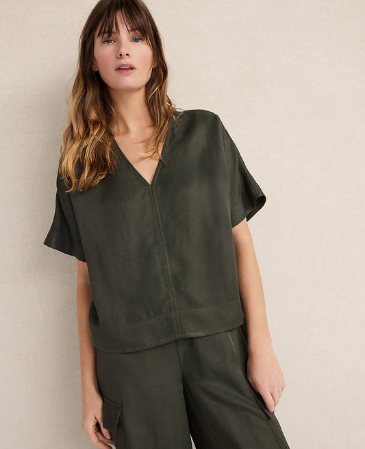 Haven Well Within Viscose Linen V-Neck Top | Vinci Leather