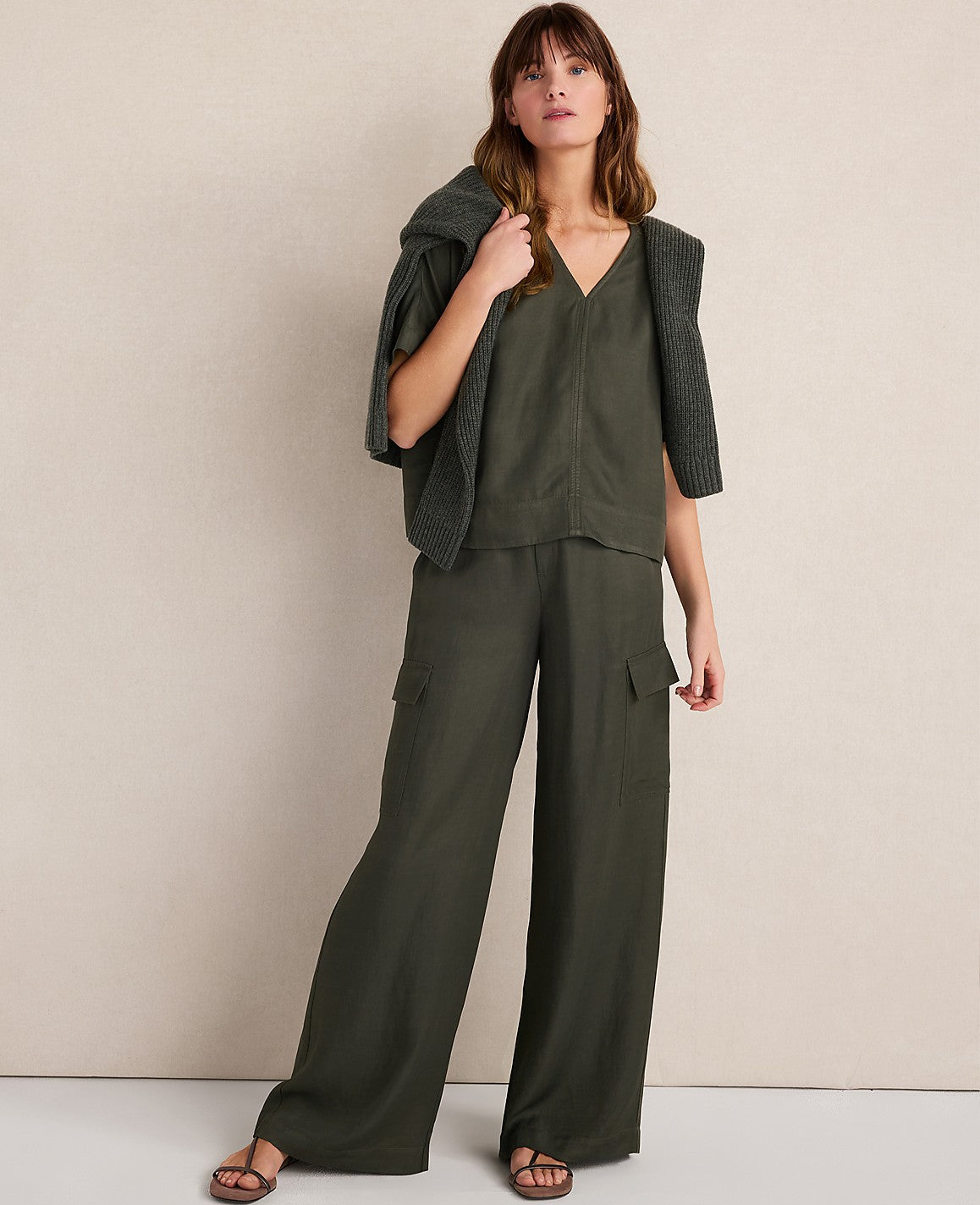 Haven Well Within Viscose Linen V-Neck Top | Vinci Leather