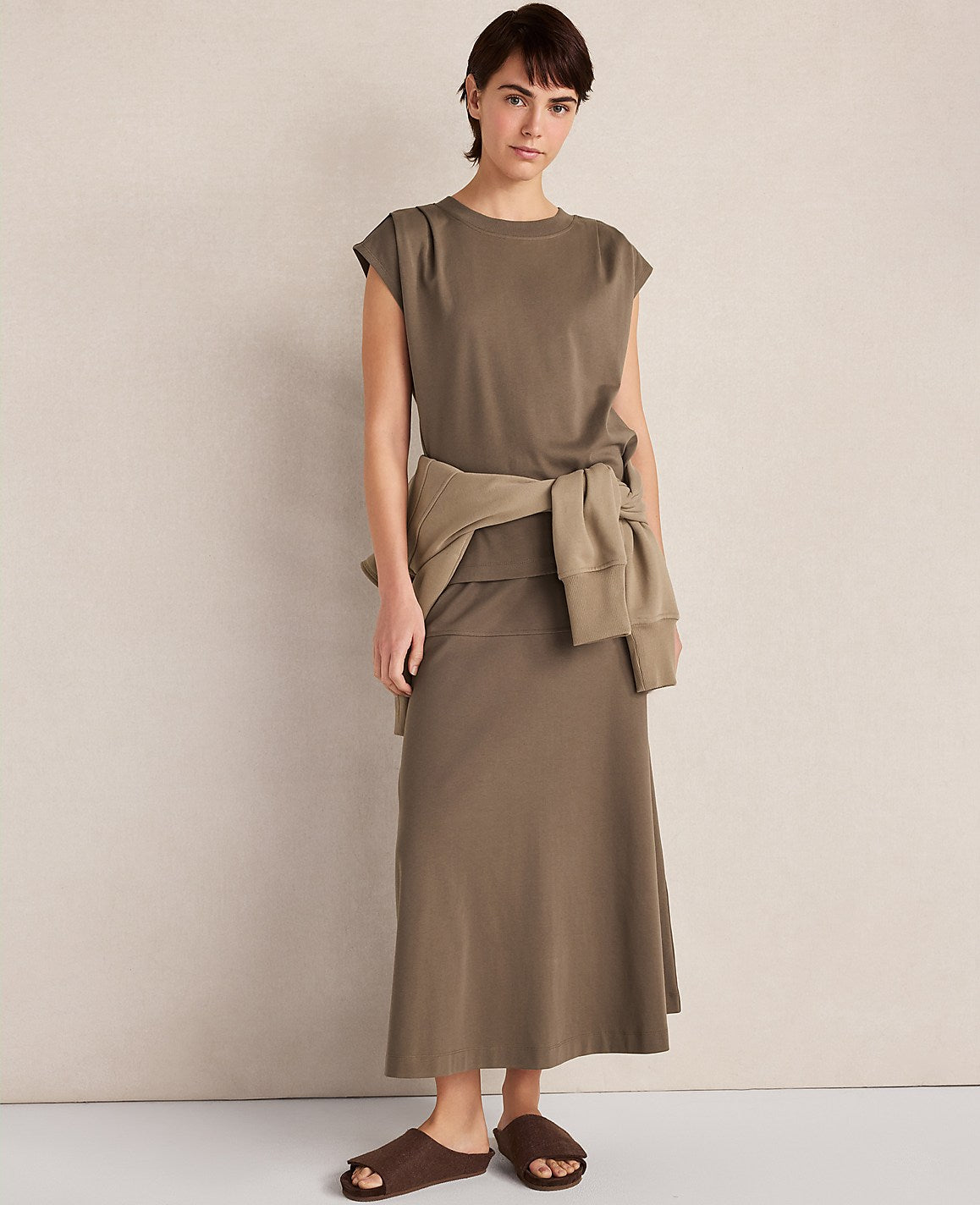 Haven Well Within Organic Cotton Interlock Midi Skirt | Vinci Leather