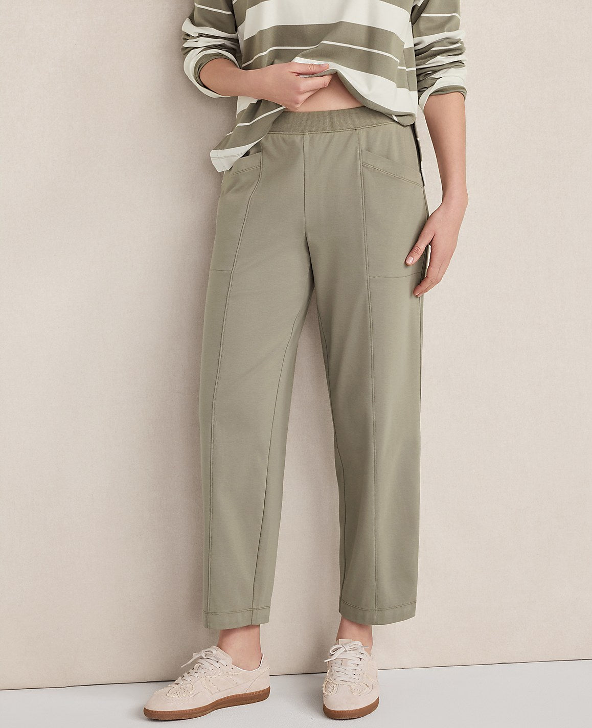 Haven Well Within Organic Cotton Interlock Barrel Leg Pants | Vinci Leather