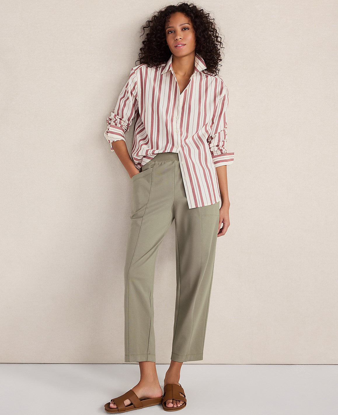 Haven Well Within Organic Cotton Interlock Barrel Leg Pants | Vinci Leather