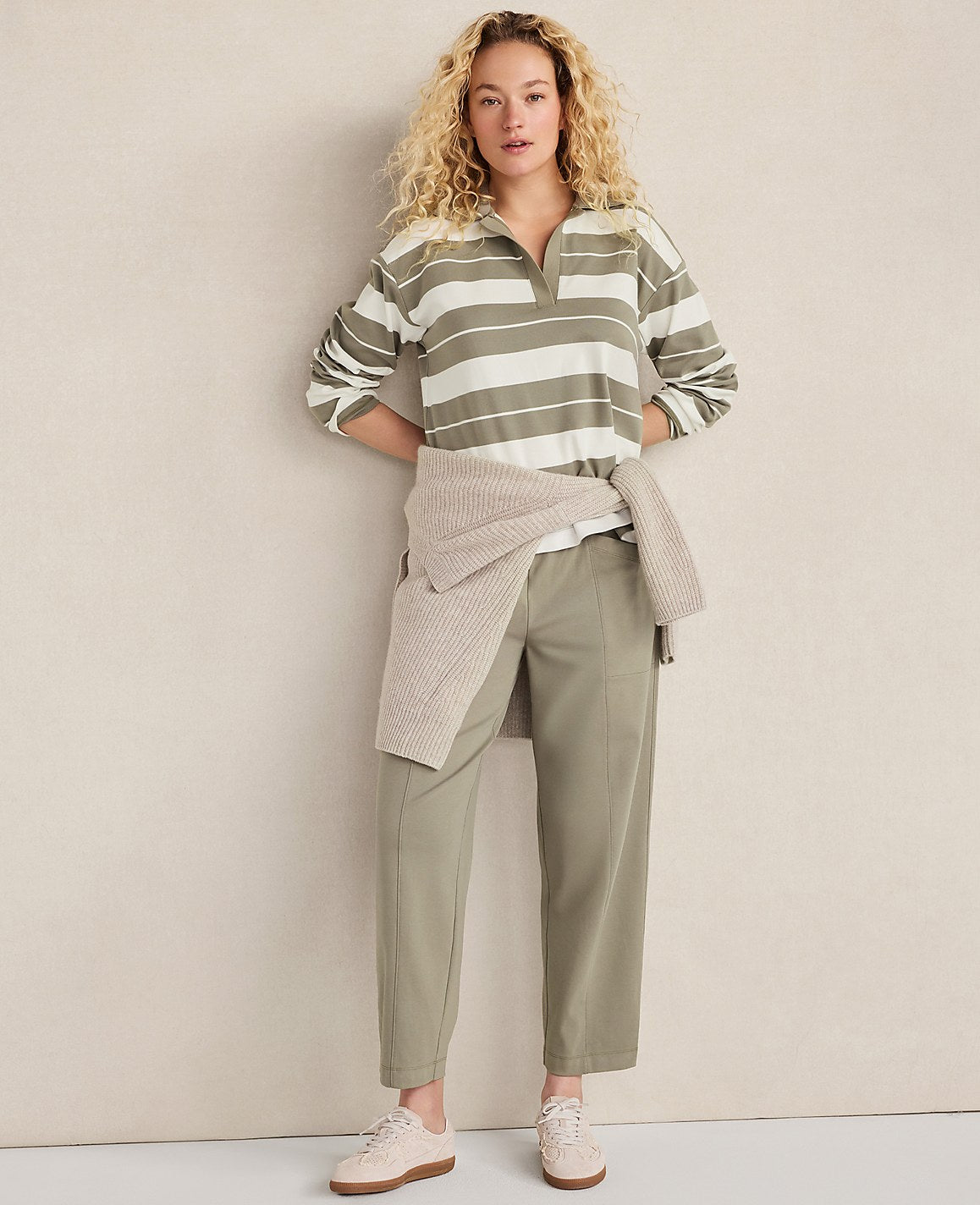 Haven Well Within Organic Cotton Interlock Barrel Leg Pants | Vinci Leather