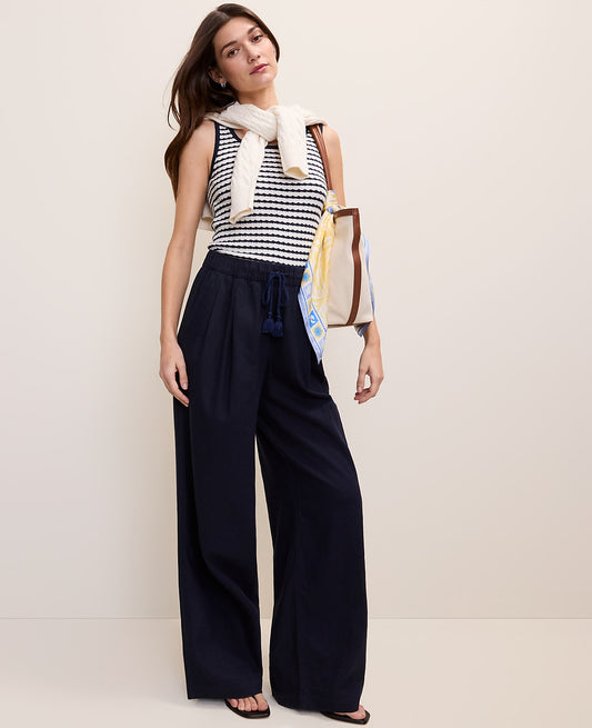 Weekend Easy Fit Wide-Leg Pant in Linen Blend | Vinci Leather