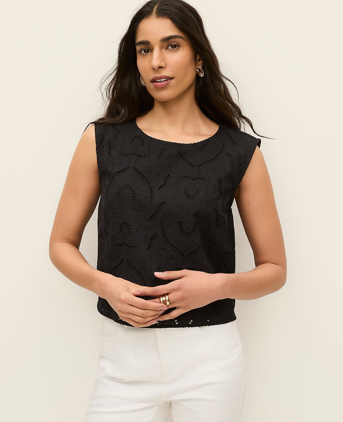 Eyelet Cropped Top | Vinci Leather