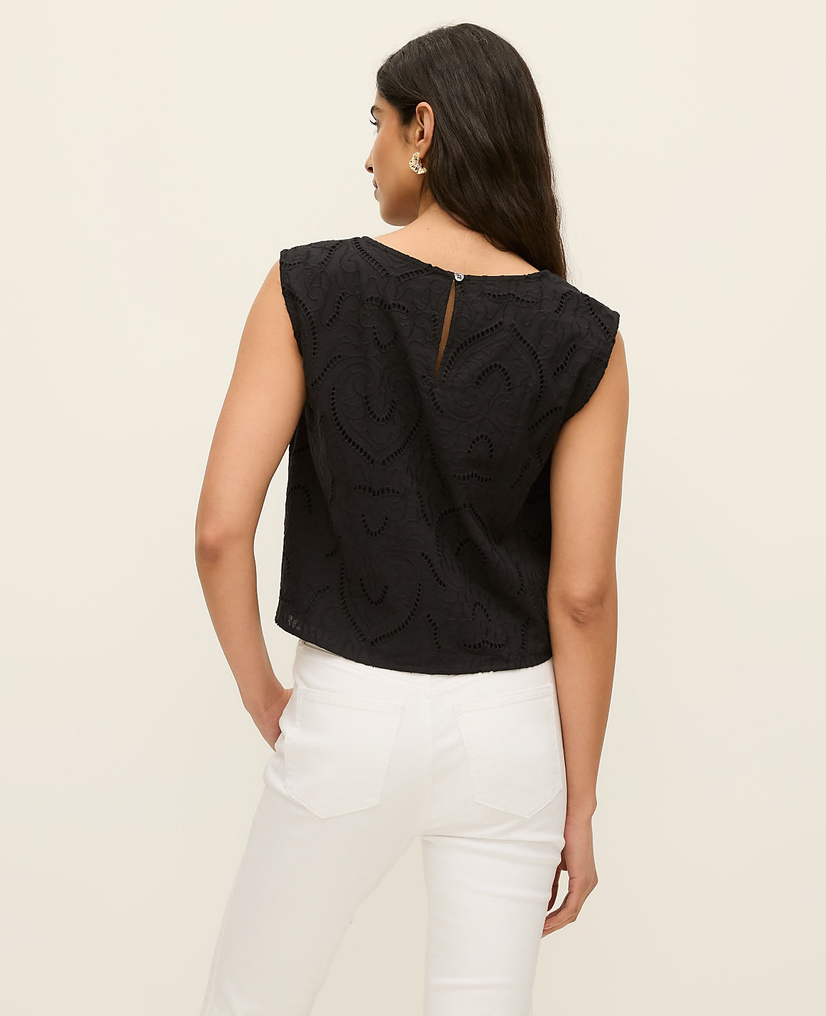 Eyelet Cropped Top | Vinci Leather