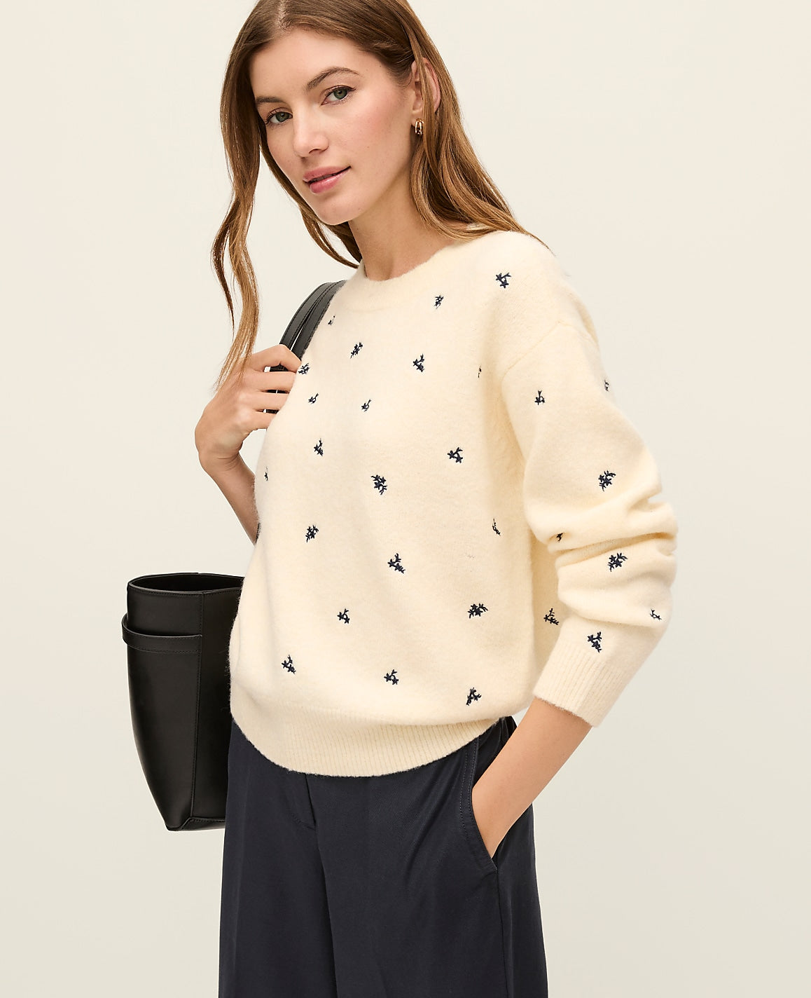 Weekend Floral Embroidered Sweater | Vinci Leather