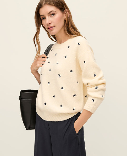 Weekend Floral Embroidered Sweater | Vinci Leather