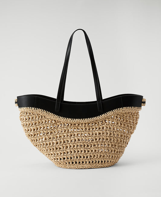 Weekend Straw Tote | Vinci Leather