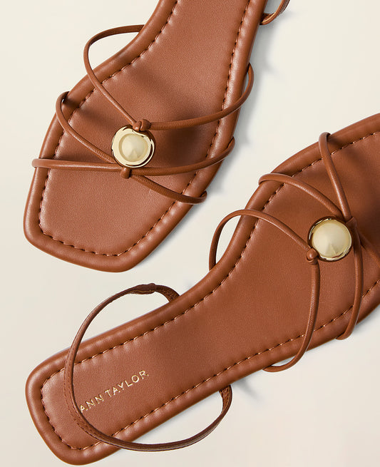 Leather Hardware Embellished Sandal | Vinci Leather