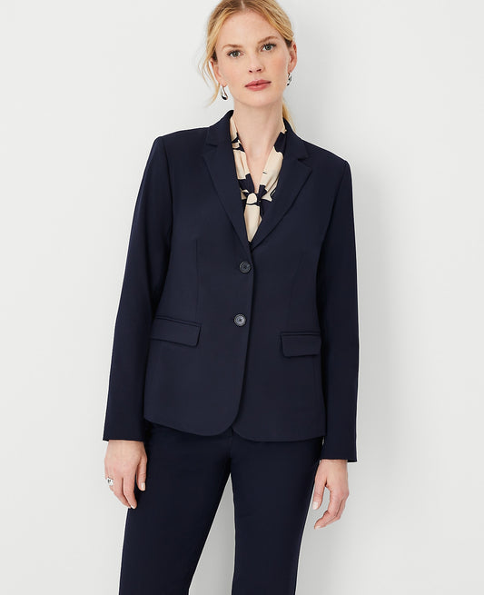 The Notched Two Button Blazer in Seasonless Stretch - Curvy Fit | Vinci Leather