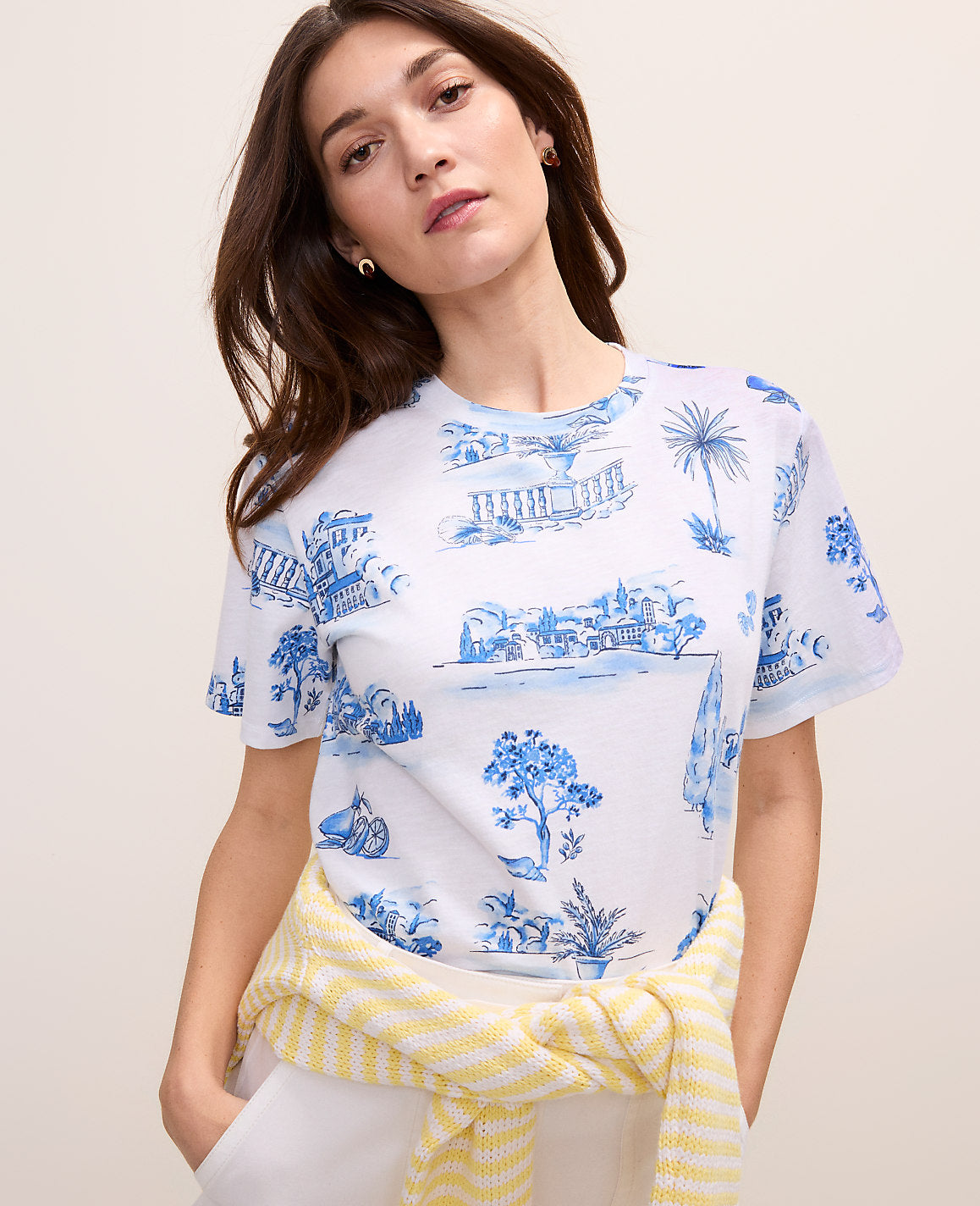 Weekend Toile Relaxed Tee | Vinci Leather