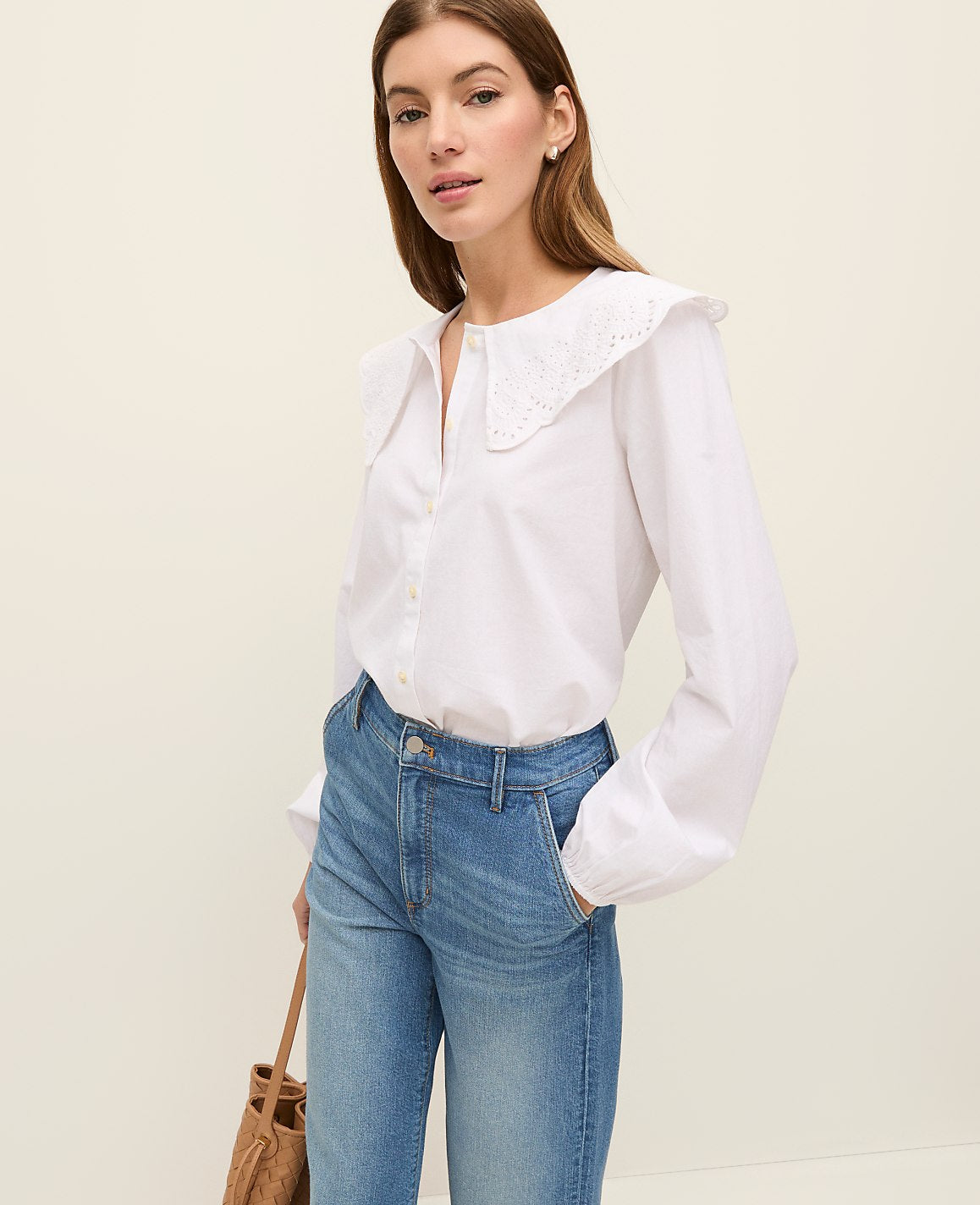 Weekend Eyelet Collared Blouse | Vinci Leather