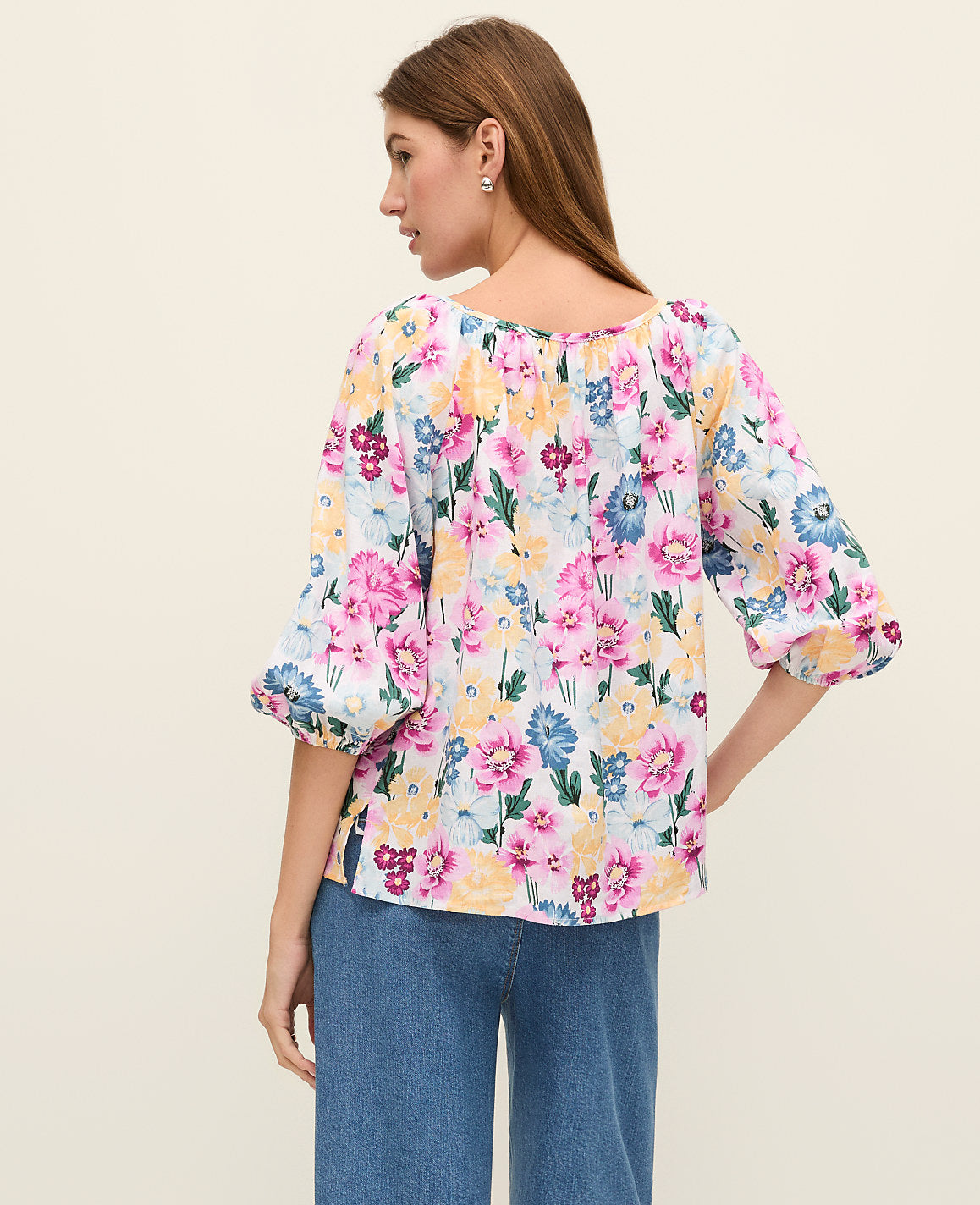 Weekend Floral Linen Blend Blouse | Vinci Leather