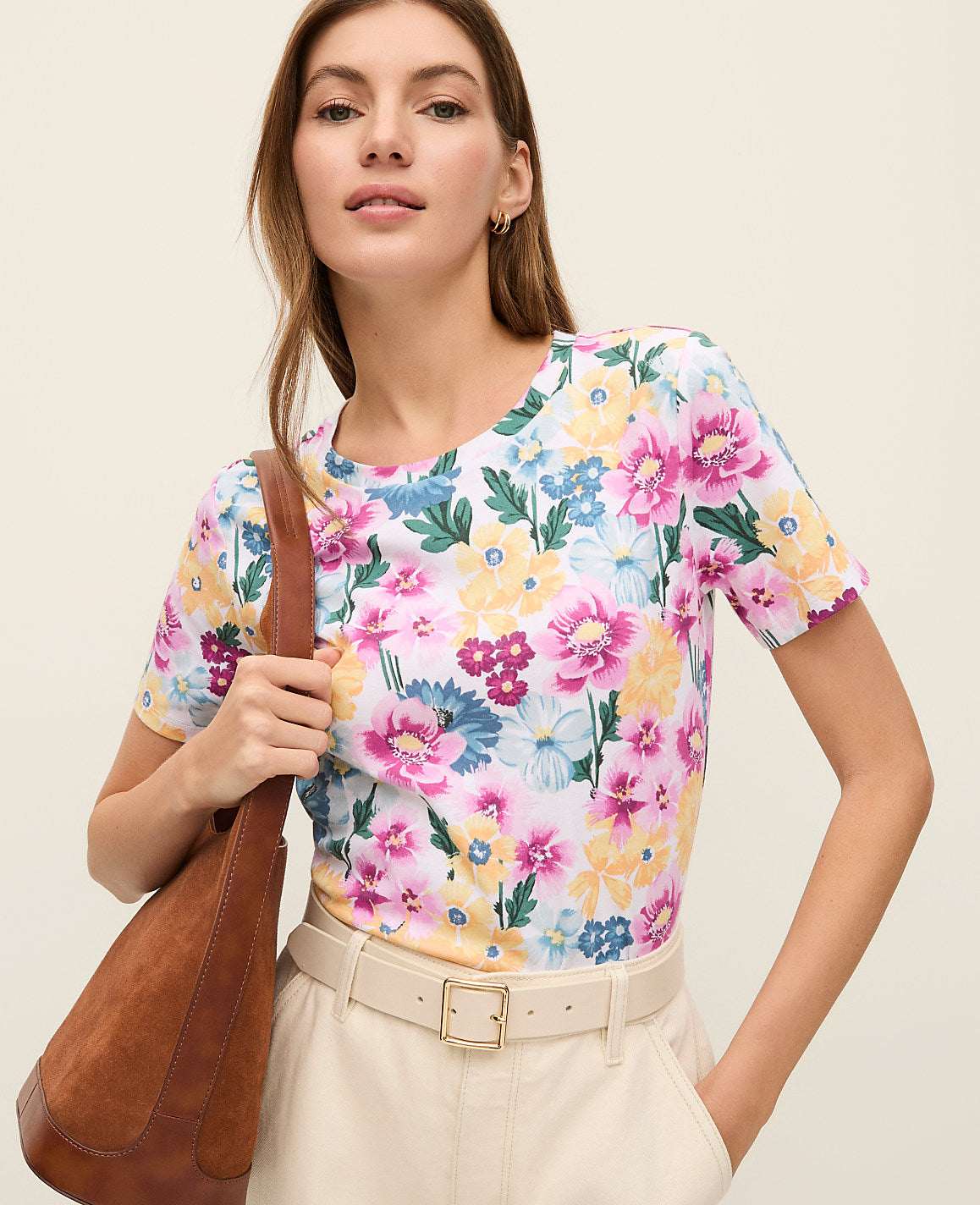 Weekend Floral Crew Neck Tee | Vinci Leather