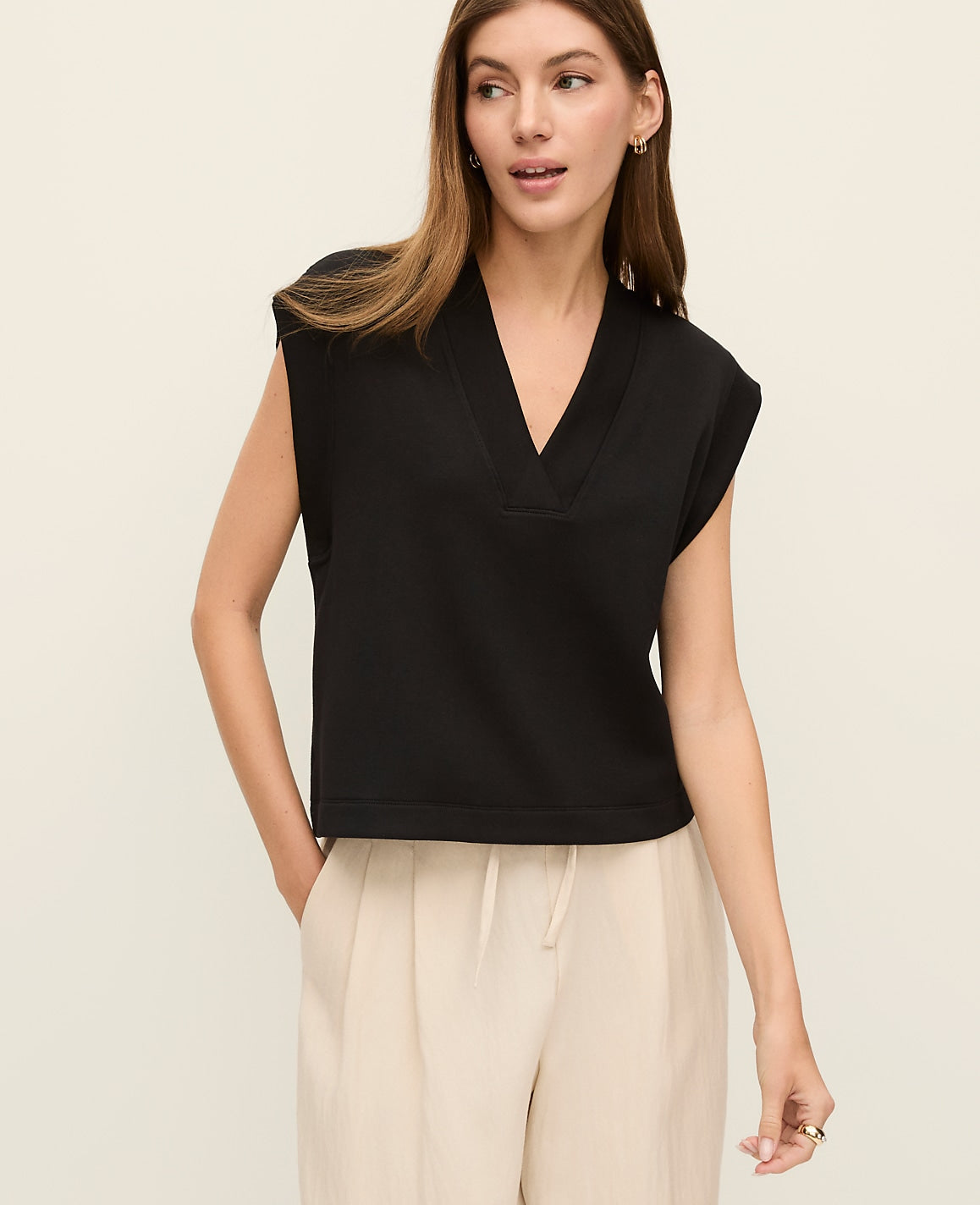 Weekend Scuba V-Neck Top | Vinci Leather