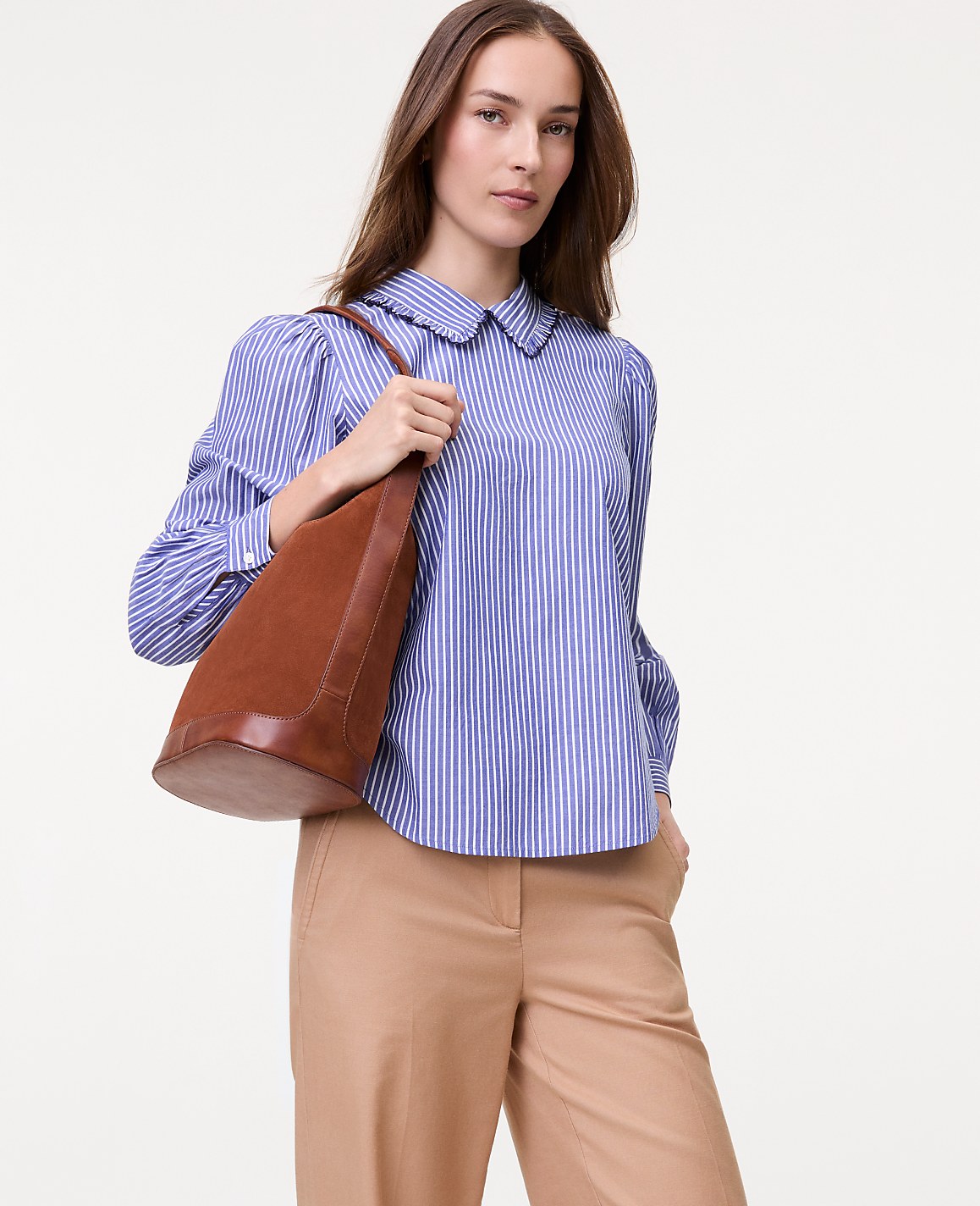 Weekend Striped Scalloped Blouse | Vinci Leather