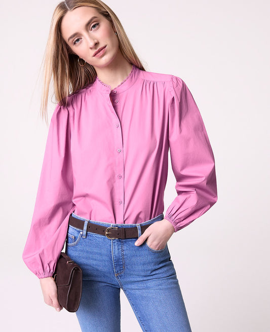 Weekend Embroidered Collar Blouse | Vinci Leather