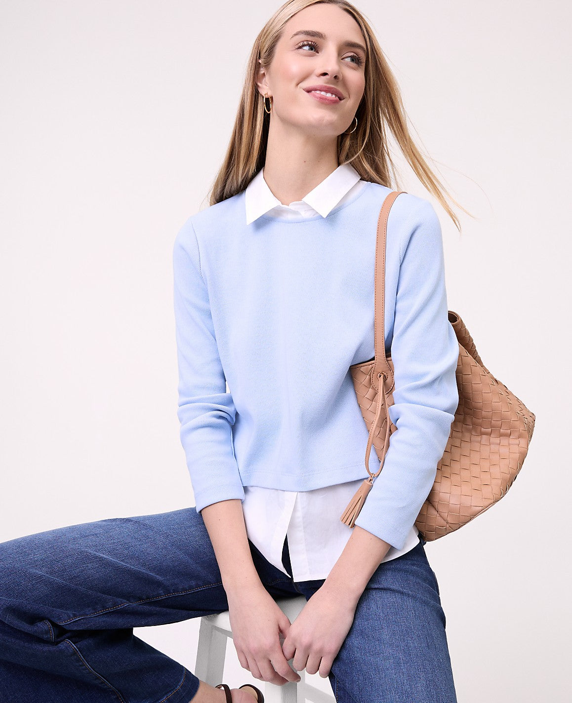 Weekend Layered Mix Media Top | Vinci Leather