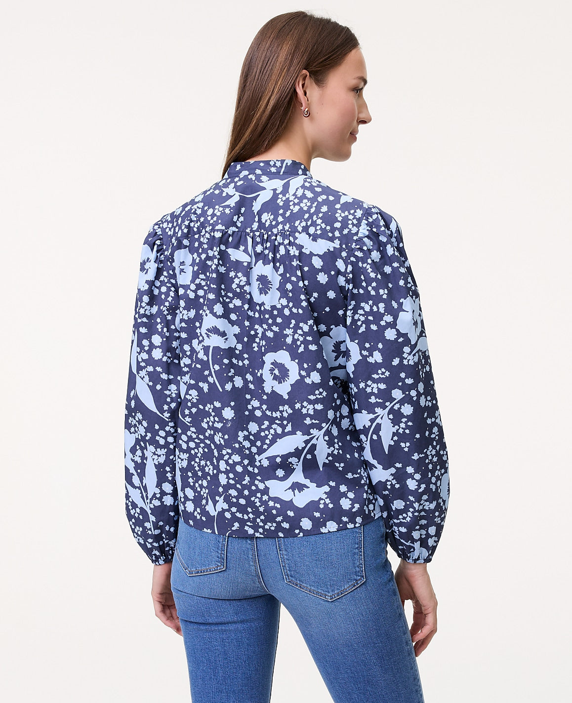 Weekend Floral Stand Collar Blouse | Vinci Leather