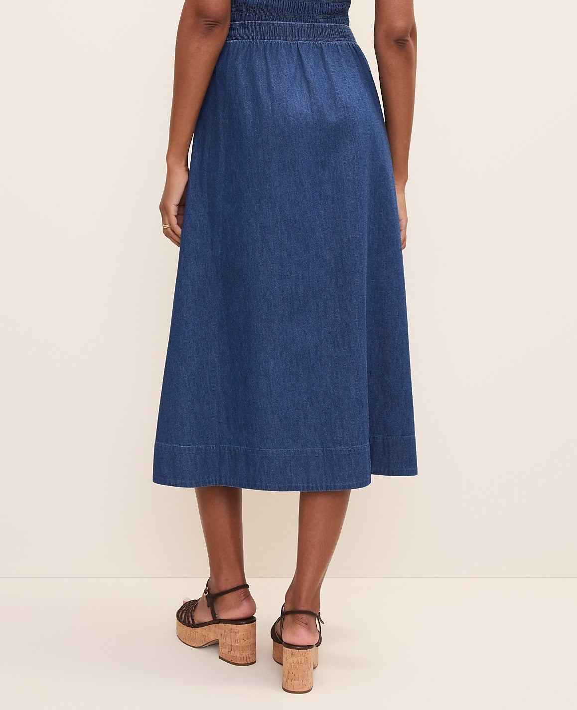 Petite Weekend Easy Fit Denim Midi Skirt | Vinci Leather