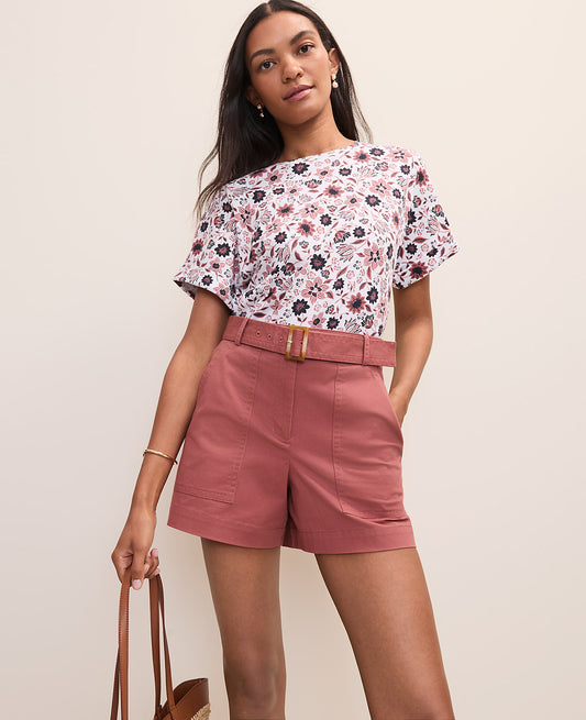Petite Weekend Floral Crew Neck Top | Vinci Leather