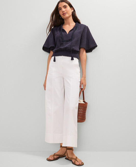 Petite Weekend Wide-Leg Ankle Pant | Vinci Leather