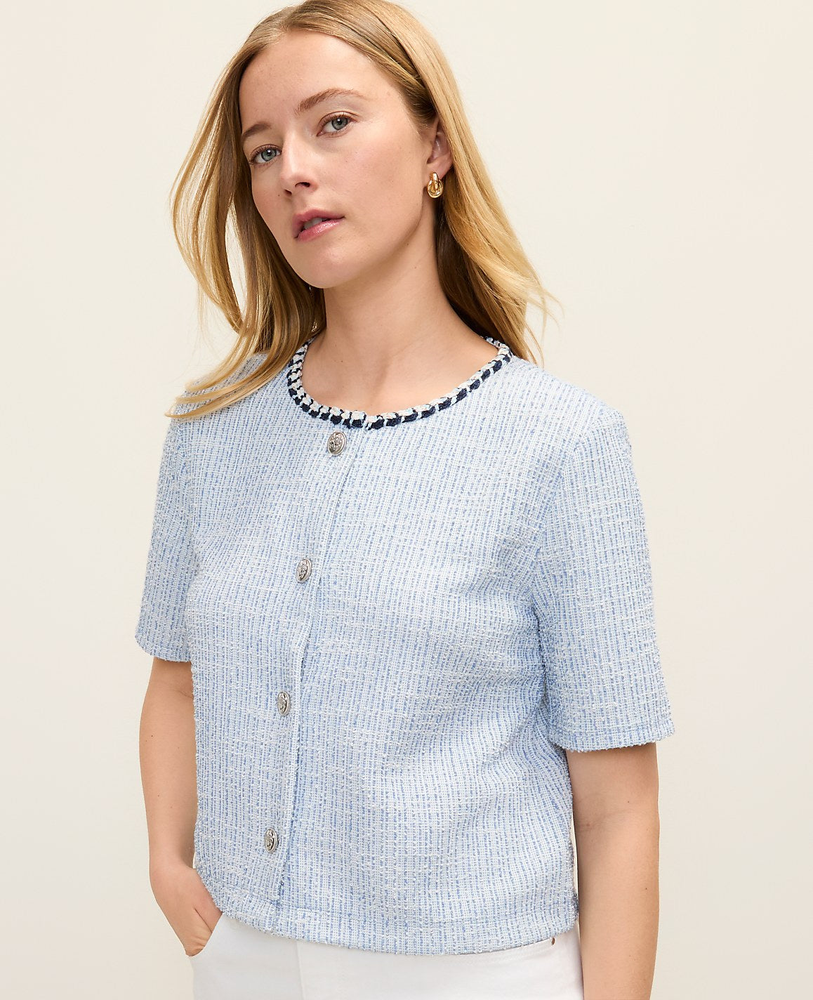 Metallic Tweed Jacket | Vinci Leather