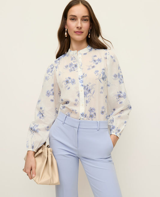 Floral Embroidered Collar Blouse | Vinci Leather