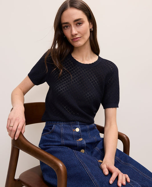 Pointelle Modern Sweater Tee | Vinci Leather