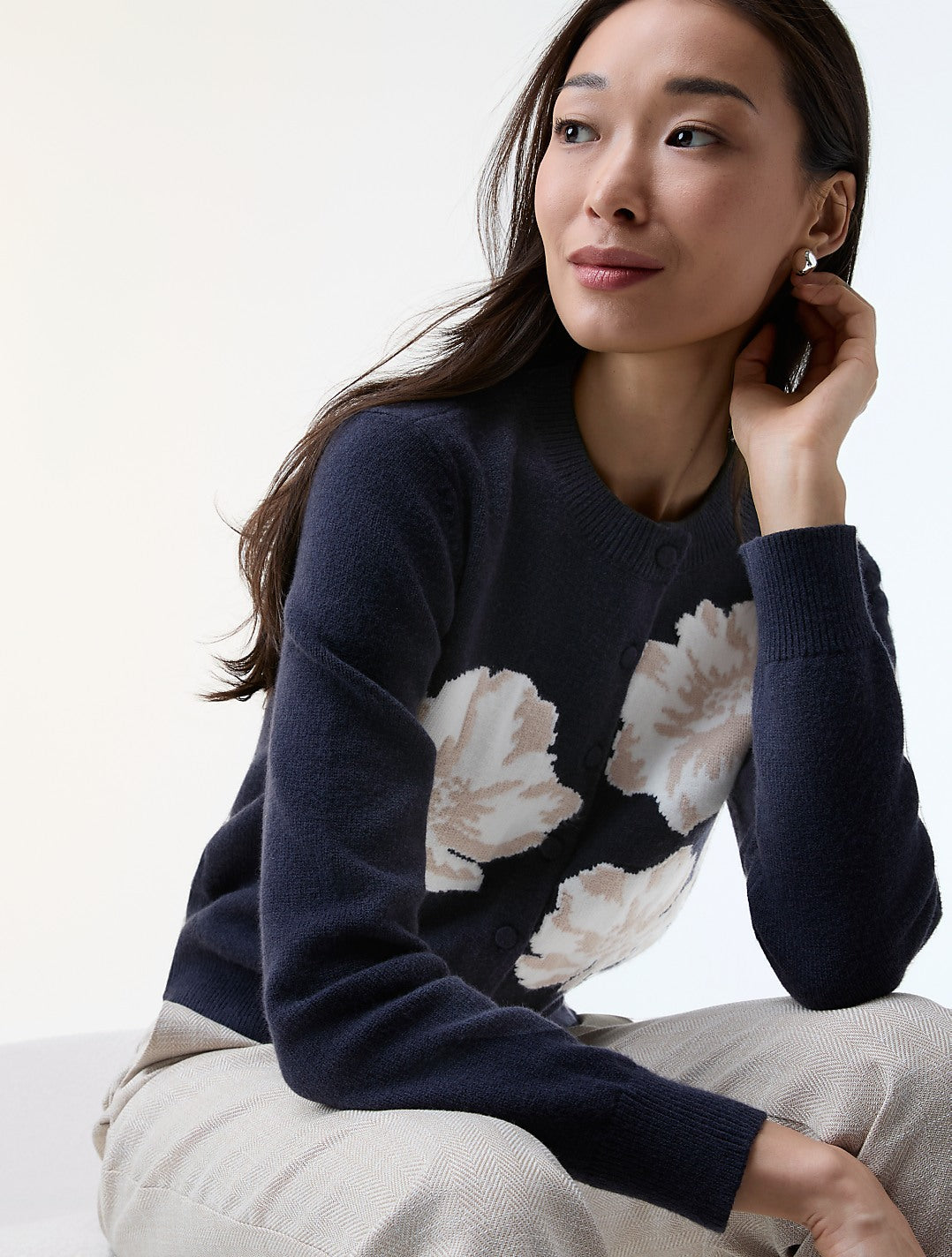 Floral Ann Cardigan | Vinci Leather