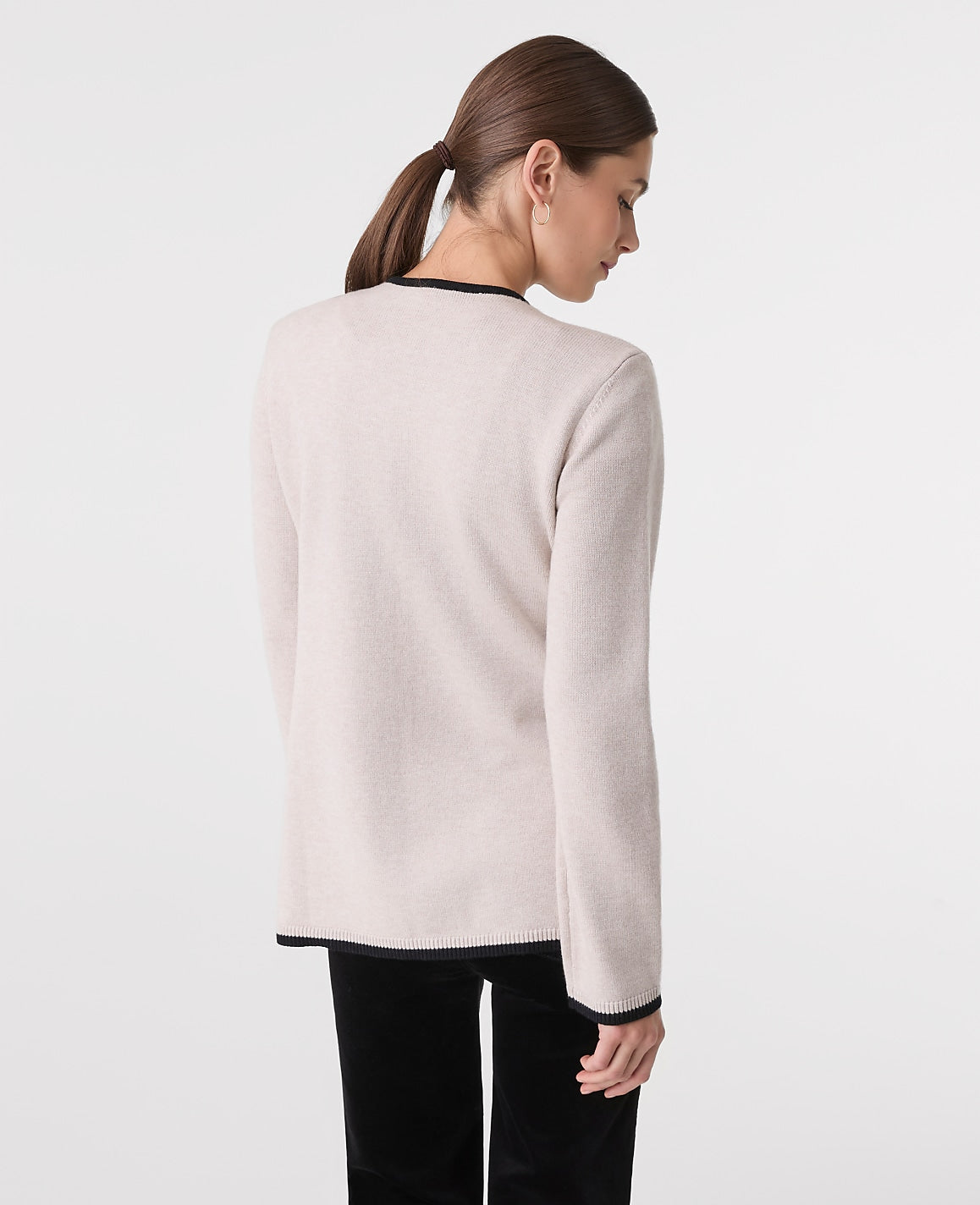 Contrast Trim Sweater Jacket | Vinci Leather