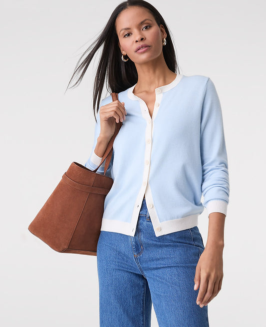 Contrast Trim Ann Cardigan | Vinci Leather