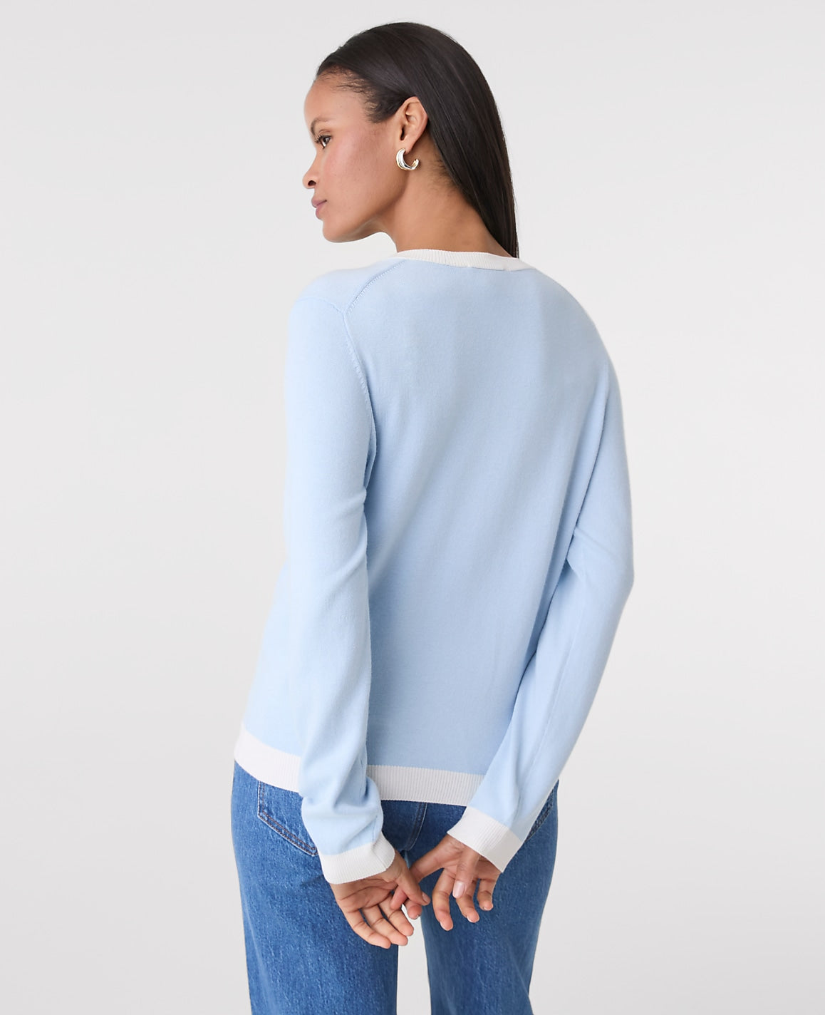 Contrast Trim Ann Cardigan | Vinci Leather