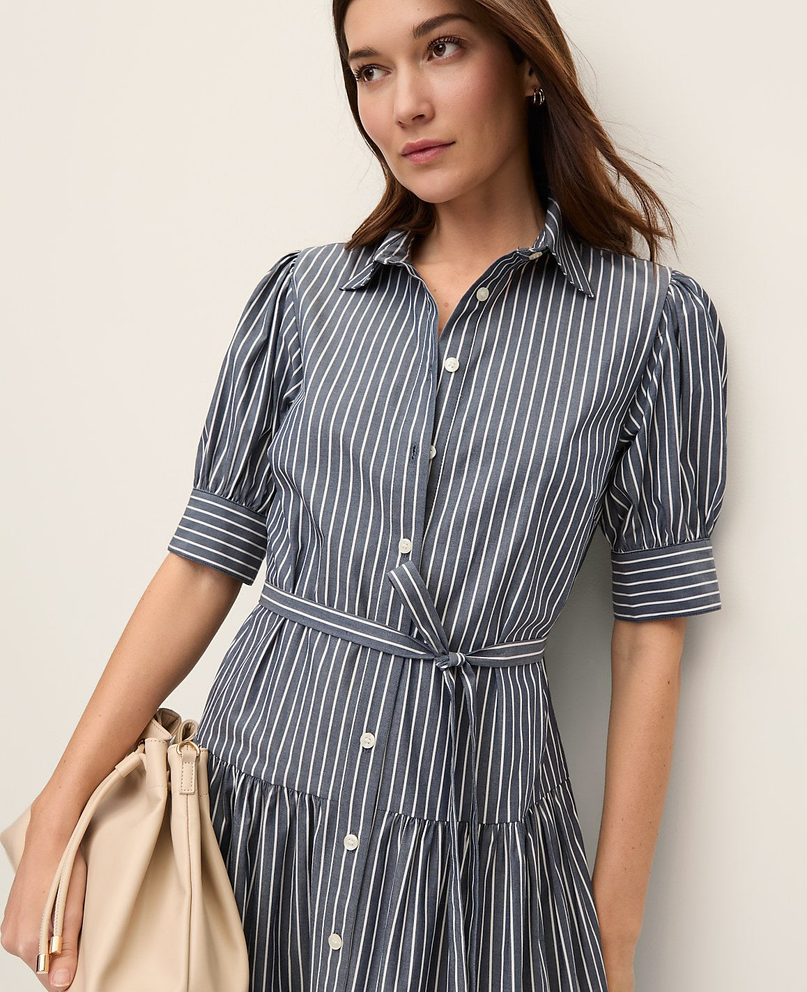 Striped Shirtdress | Vinci Leather