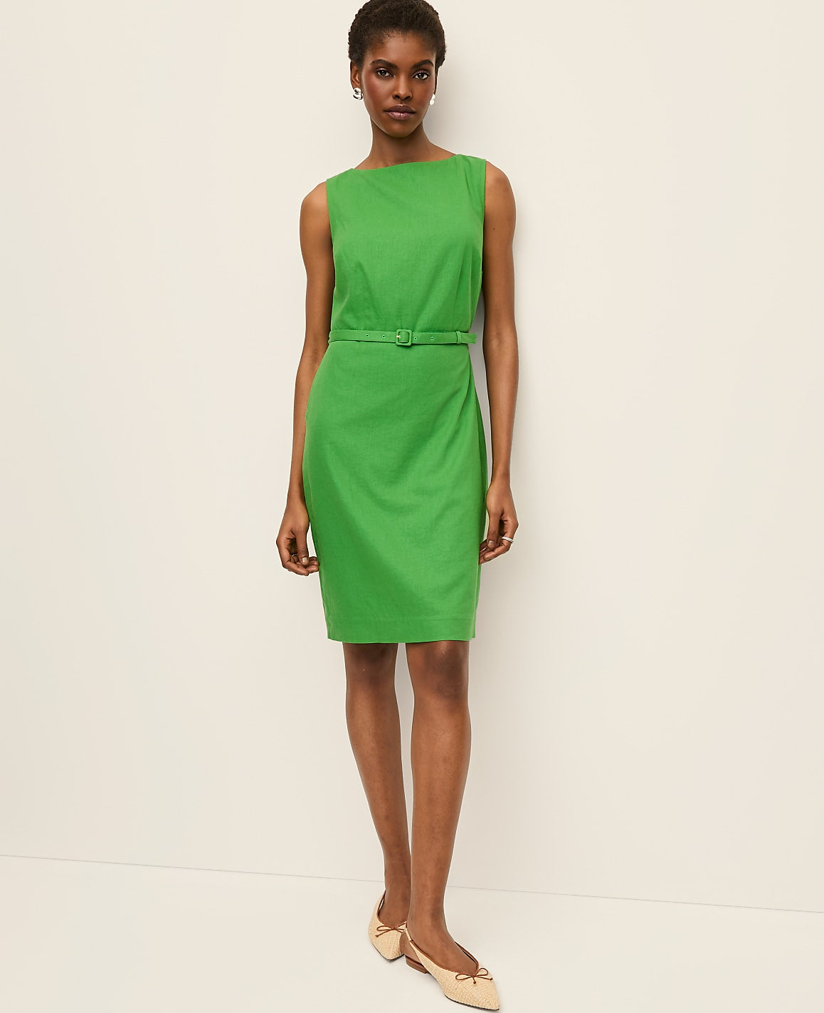The Belted Shift Dress in Linen Blend | Vinci Leather