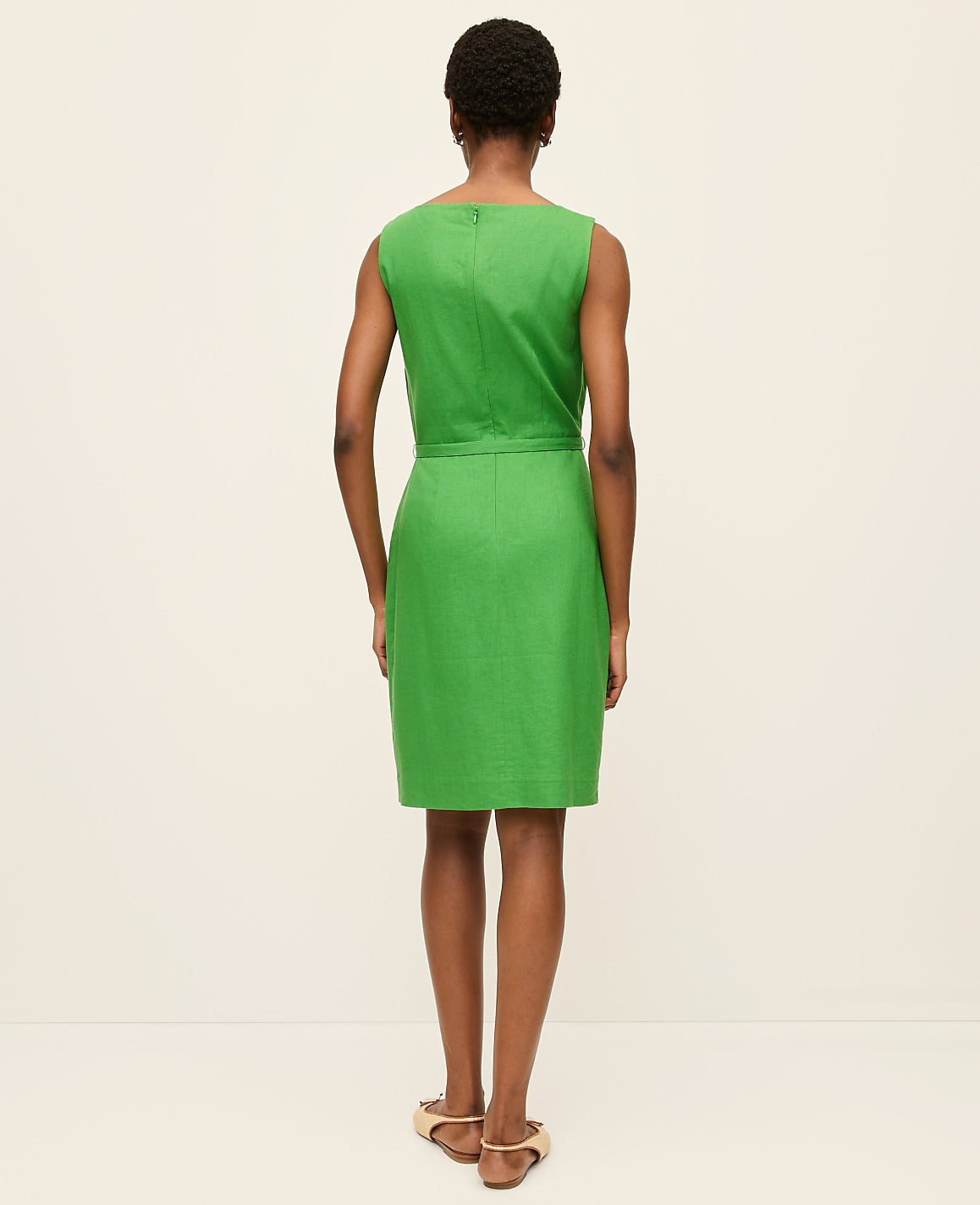 The Belted Shift Dress in Linen Blend | Vinci Leather