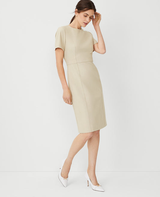 The Short Sleeve Sheath Dress in Bi-Stretch | Vinci Leather