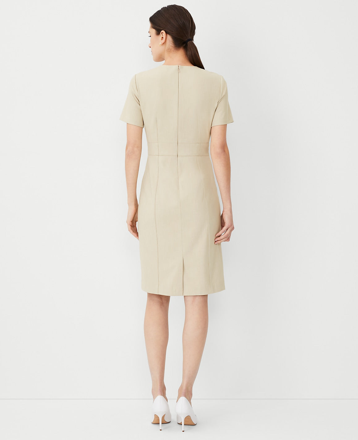 The Short Sleeve Sheath Dress in Bi-Stretch | Vinci Leather