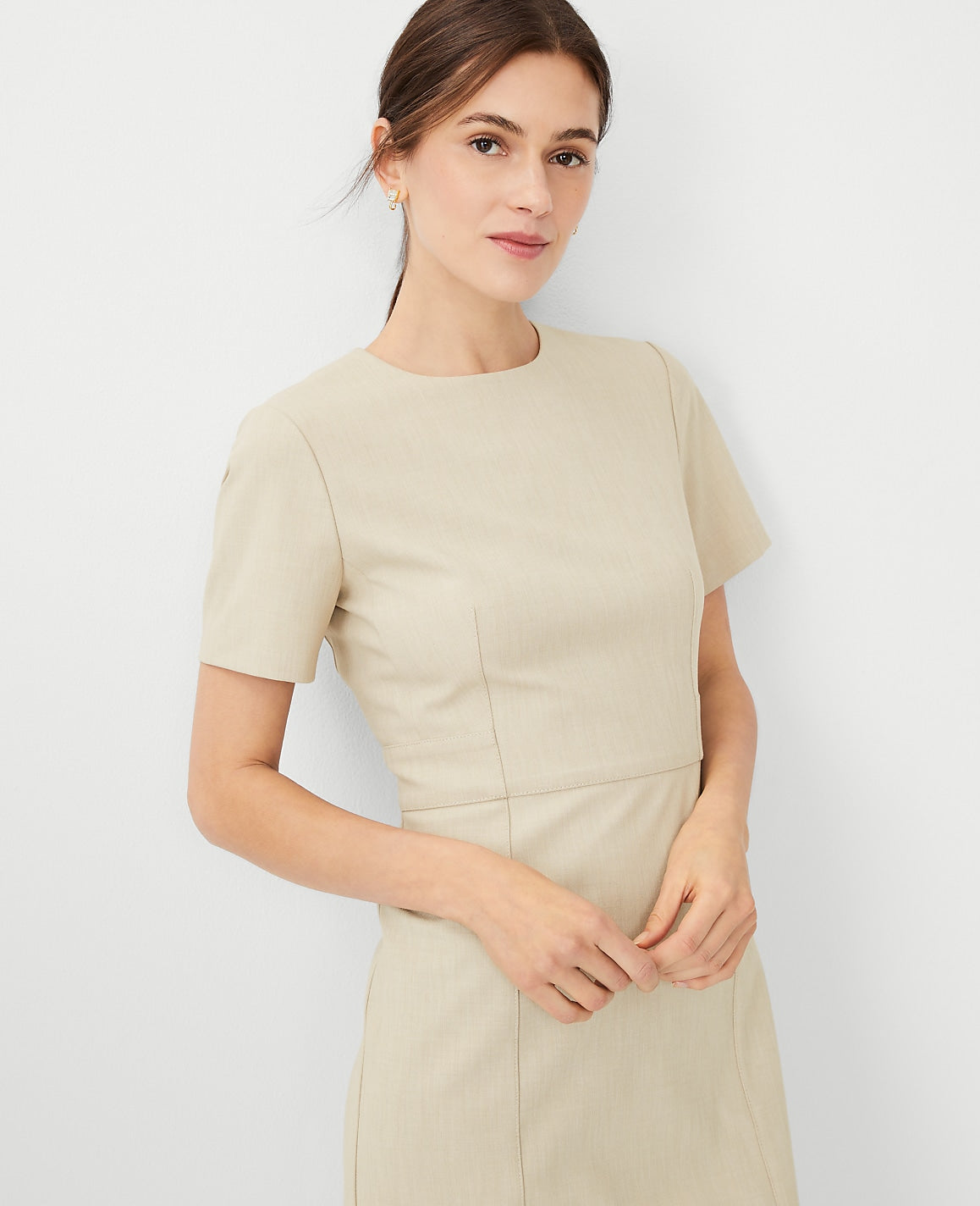 The Short Sleeve Sheath Dress in Bi-Stretch | Vinci Leather