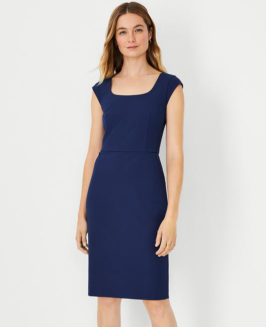 The Scoop Neck Zip Pocket Dress in Bi-Stretch | Vinci Leather