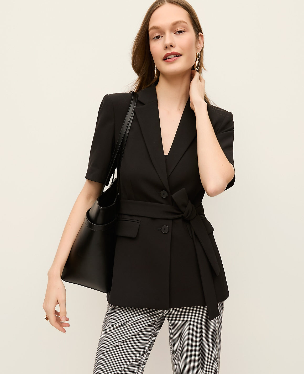 The Fitted Belted Blazer in Crepe | Vinci Leather
